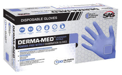 SAS Safety 66523 Derma-Med Nitrile Powder Free Disposable Gloves Large