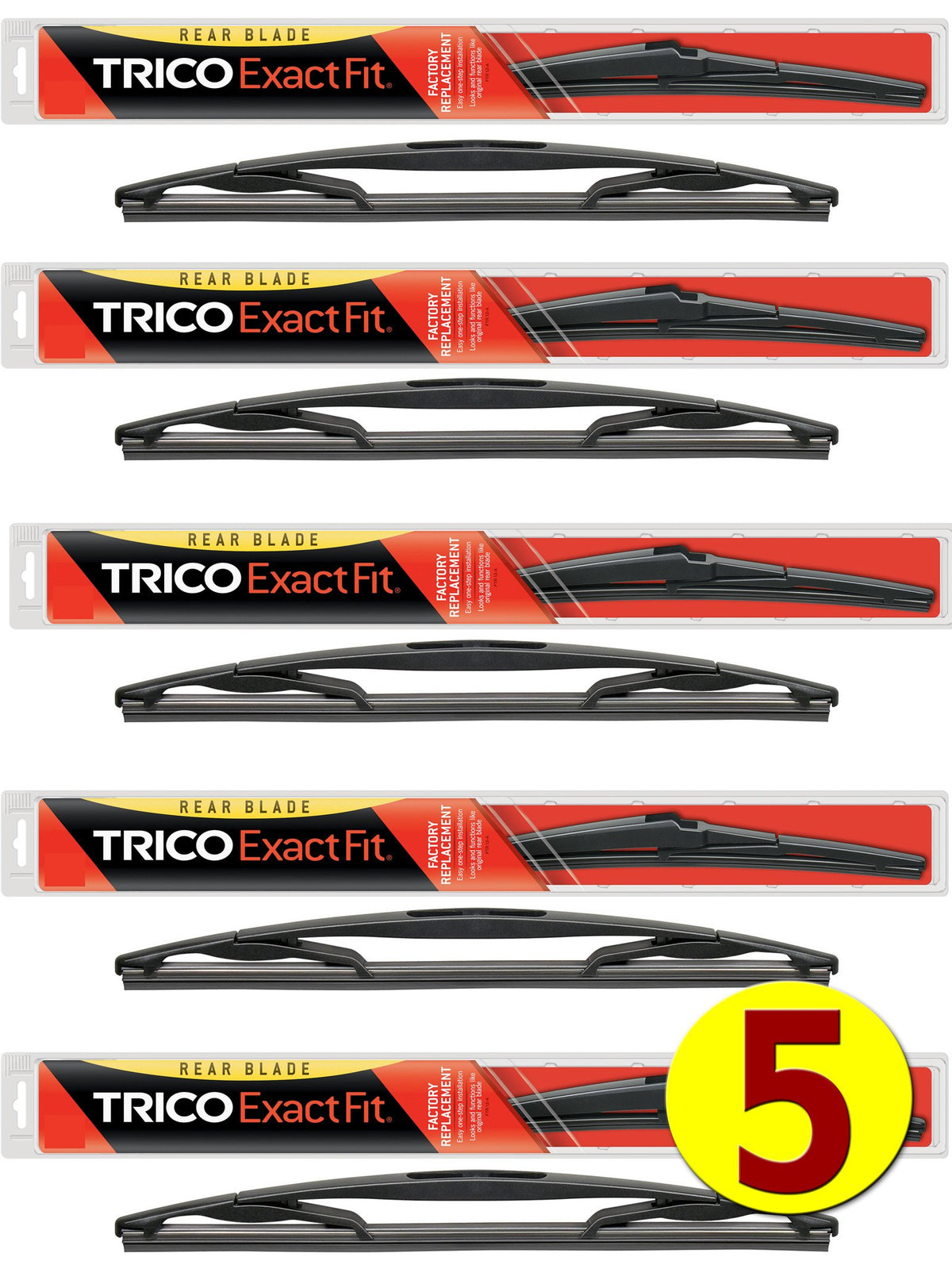 TRICO 12-E Exact Fit 12" Rear Wiper Blades Pack of 5 for Fleets & Service Repair Shops