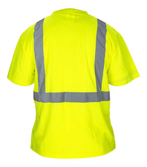 SAS Safety Lime Reflective Black Bottom T-Shirt, Class 2 Yellow with 2" Reflective Tape