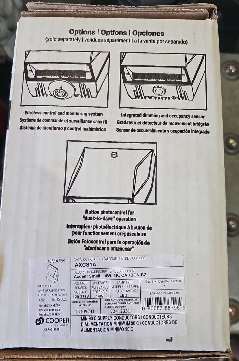 Cooper Lighting Solutions Axcent Small, LED Wall Pack Walkway Lite 14W. 120-277V