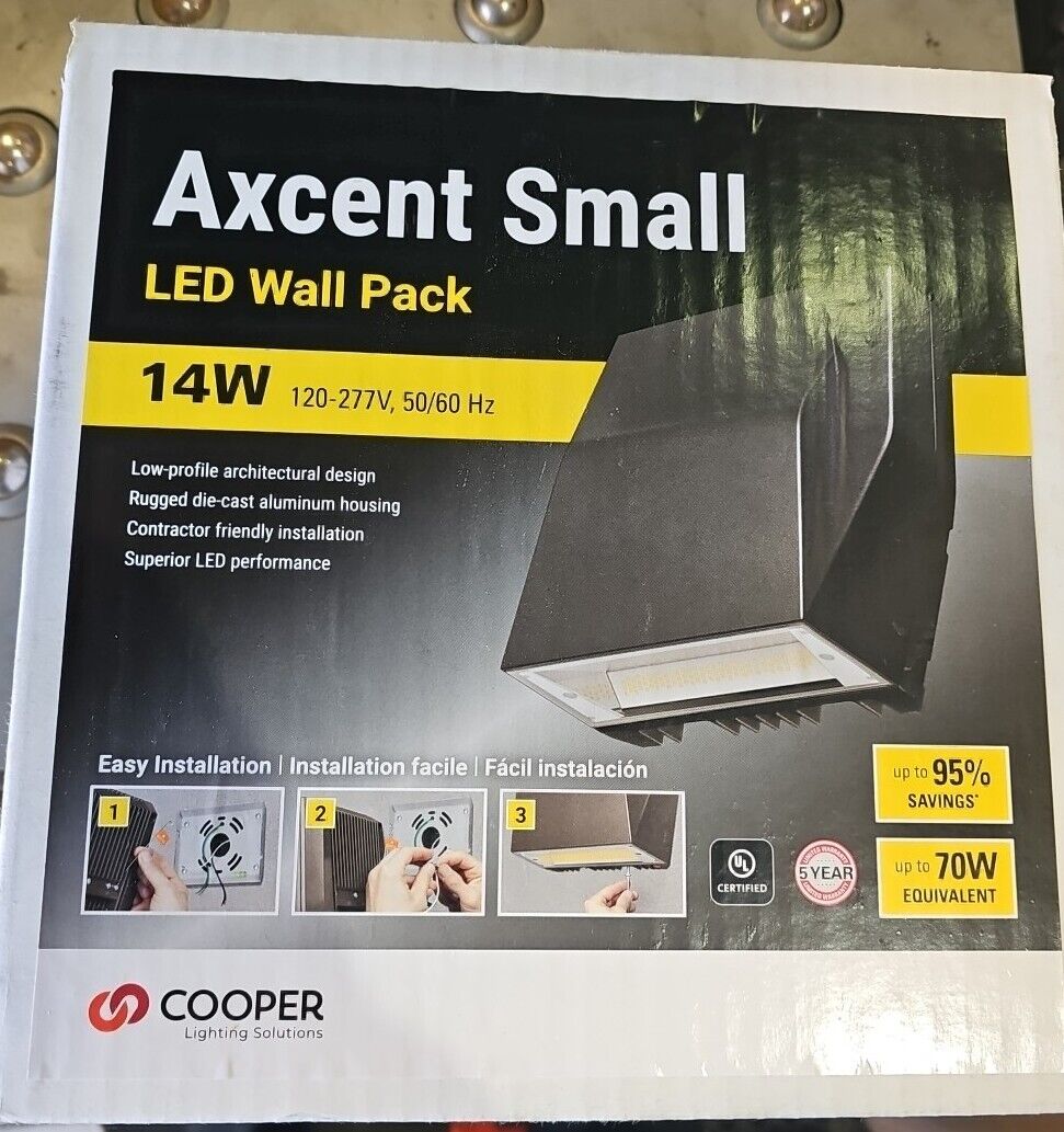 Cooper Lighting Solutions Axcent Small, LED Wall Pack Walkway Lite 14W. 120-277V