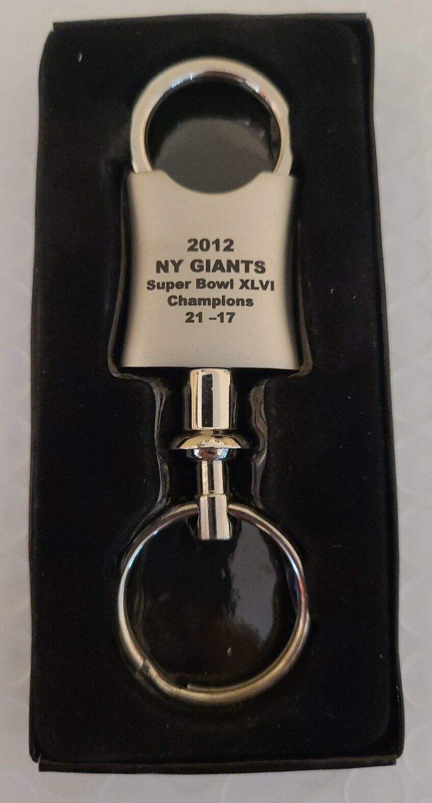 2012 NY Giants Super Bowl XLVI Commemorative Valet Key Chain Aluminum Engraved
