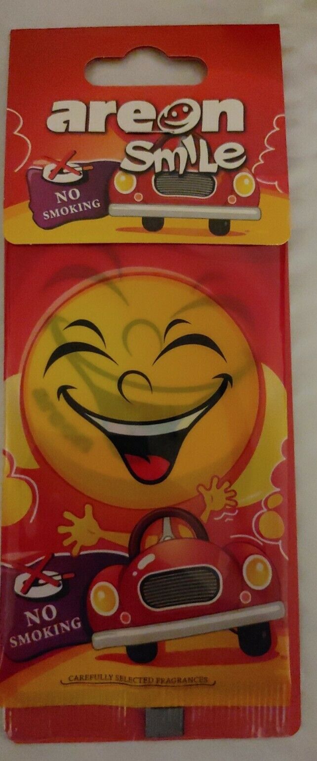 12 PACK!!! Areon Smile Emoji Hanging Car Air Freshener, No Smoking Uber/Lyft