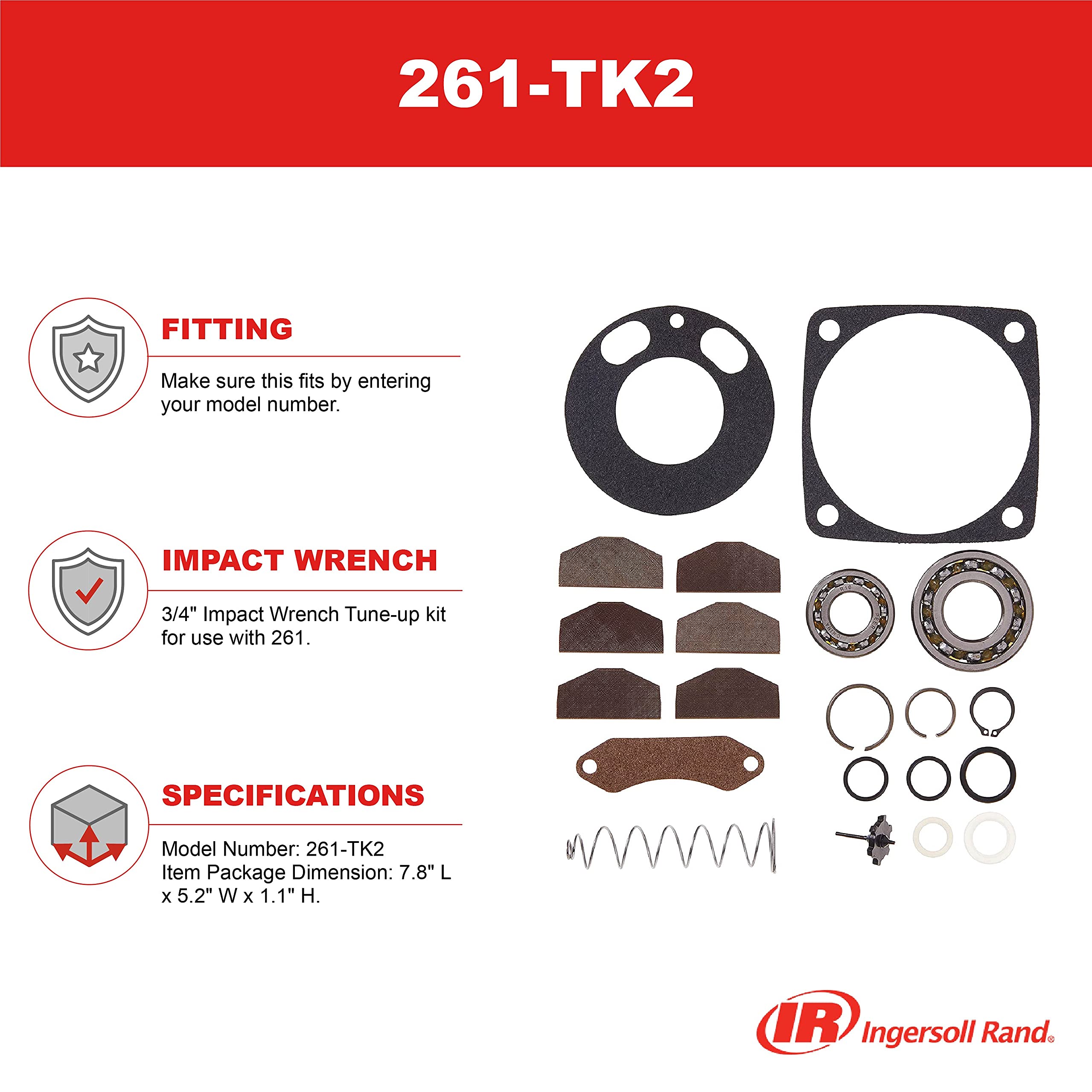 Ingersoll Rand Equivalent 261-TK2 Motor Tune Up Kit For IR 261/271 Impactool Impact Wrench