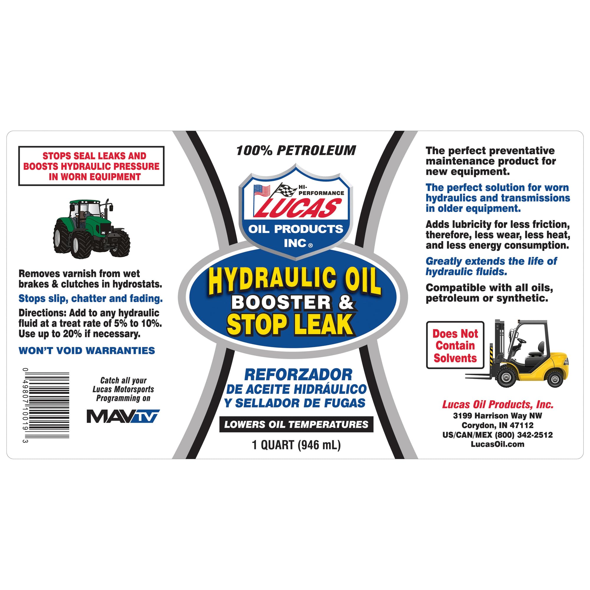 Lucas Oil 10019 Hydraulic Oil Booster and Stop Leak Quart